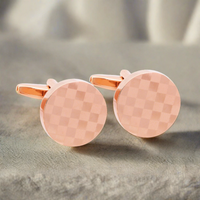 Round Checked Rose Gold Cufflinks