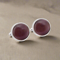 Round Purple Fibre Optic Glass Cufflinks (Online Exclusive)