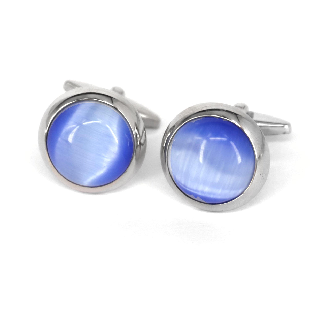 Light Blue Fibre Round Optic Glass Cufflinks (Online Exclusive)