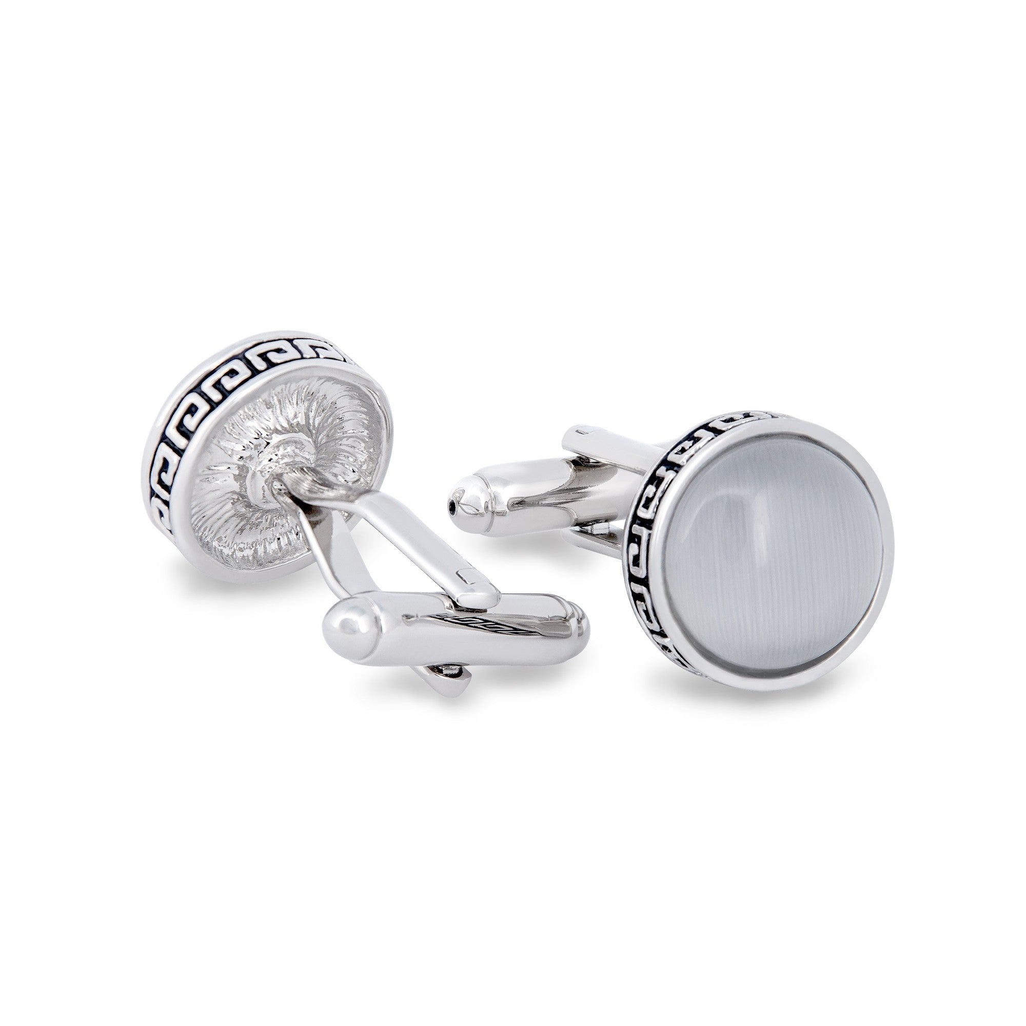 Round Cufflinks with Light Grey Fibre Optic (Online Exclusive)