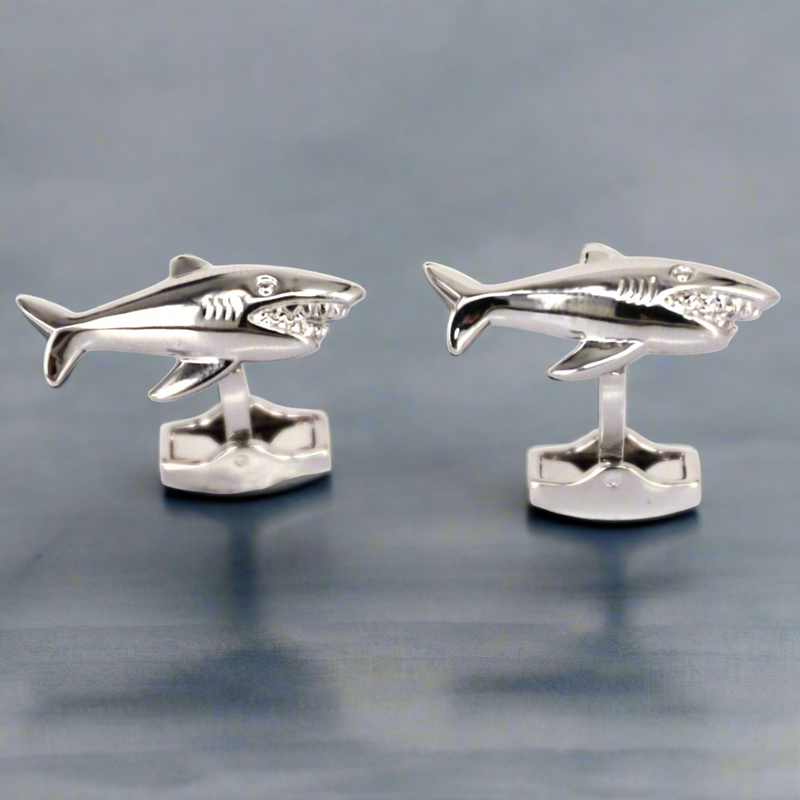 Azthom Silver Shark Cufflinks