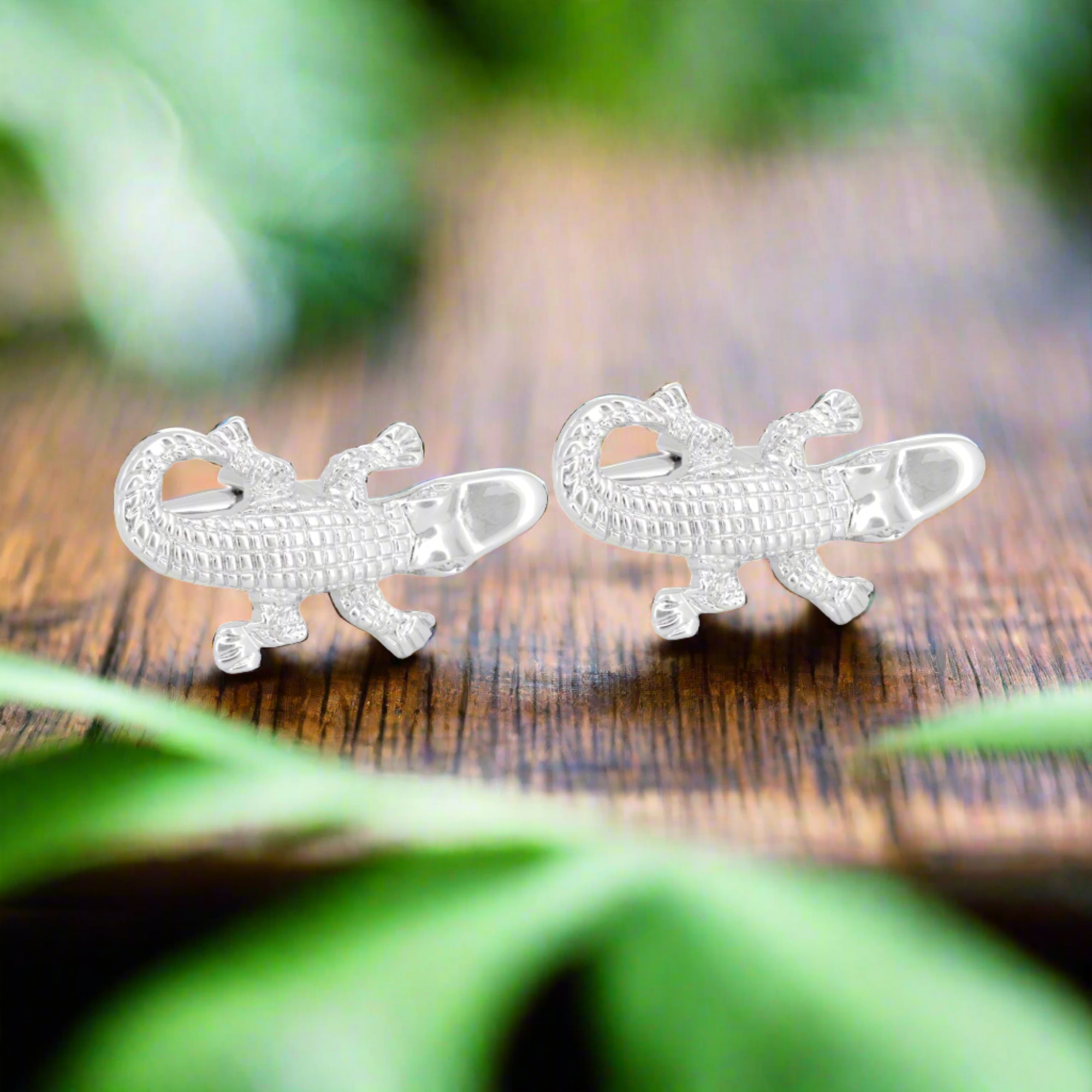 Silver Alligator, Crocodile Cufflinks