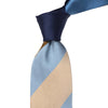 Stefano Cau PANEL DOUBLE STRIPE SATIN TIE - Light Blue, Blue, Brown Bronze