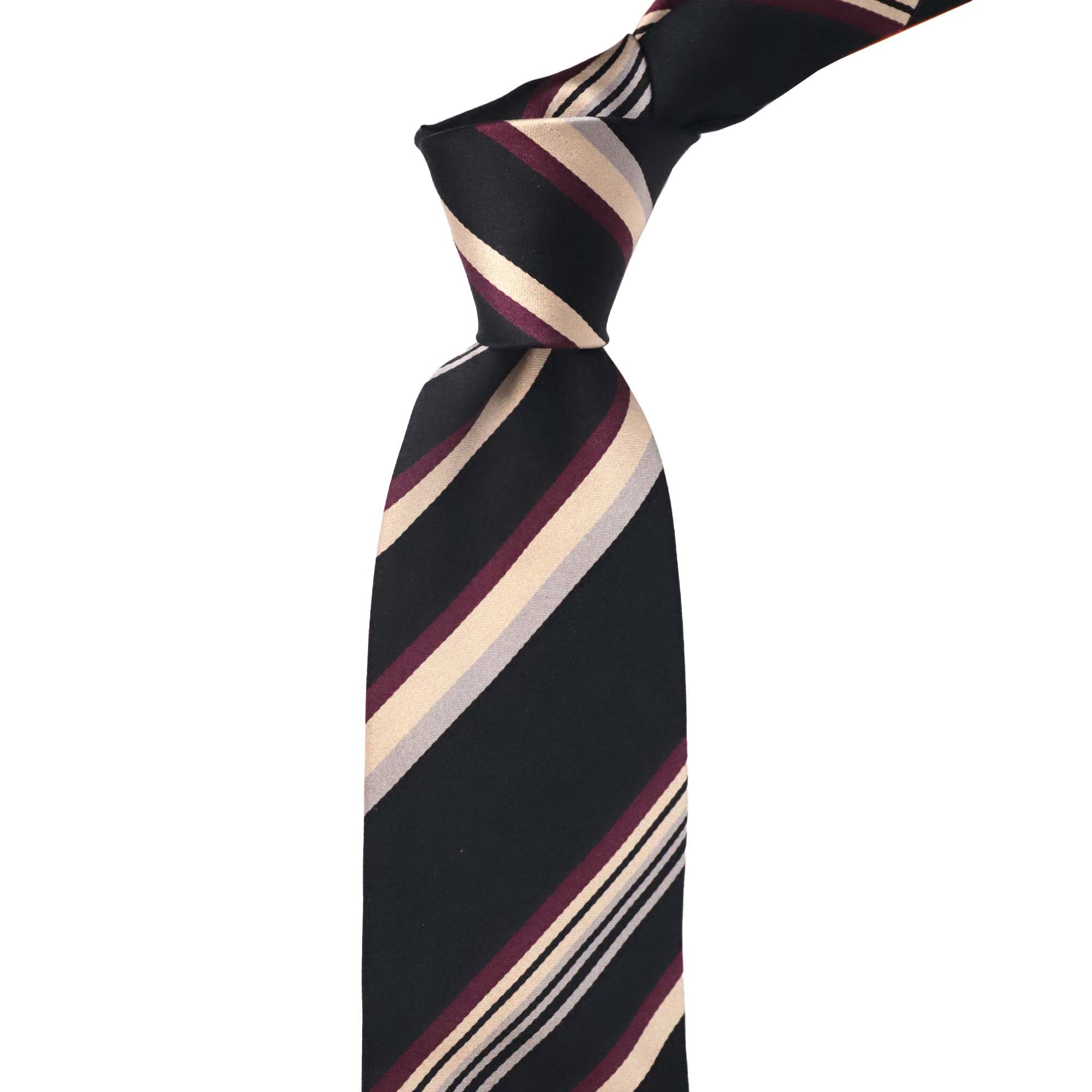 Stefano Cau STRIPE Black grey off-white and  Maroon