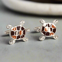 MarZthomson Maroon & Orange Turtle Cufflink (Online Exclusive)