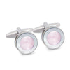 Silver round Cufflinks with Blue and Pink circle (Small size)