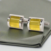 Yellow fiber optic D Cufflinks