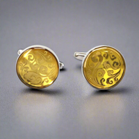 MarZthomson Yellow Flower Round Cufflinks (Online Exclusive)