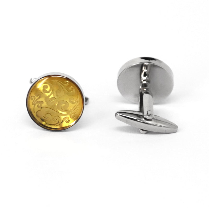 MarZthomson Yellow Flower Round Cufflinks (Online Exclusive)