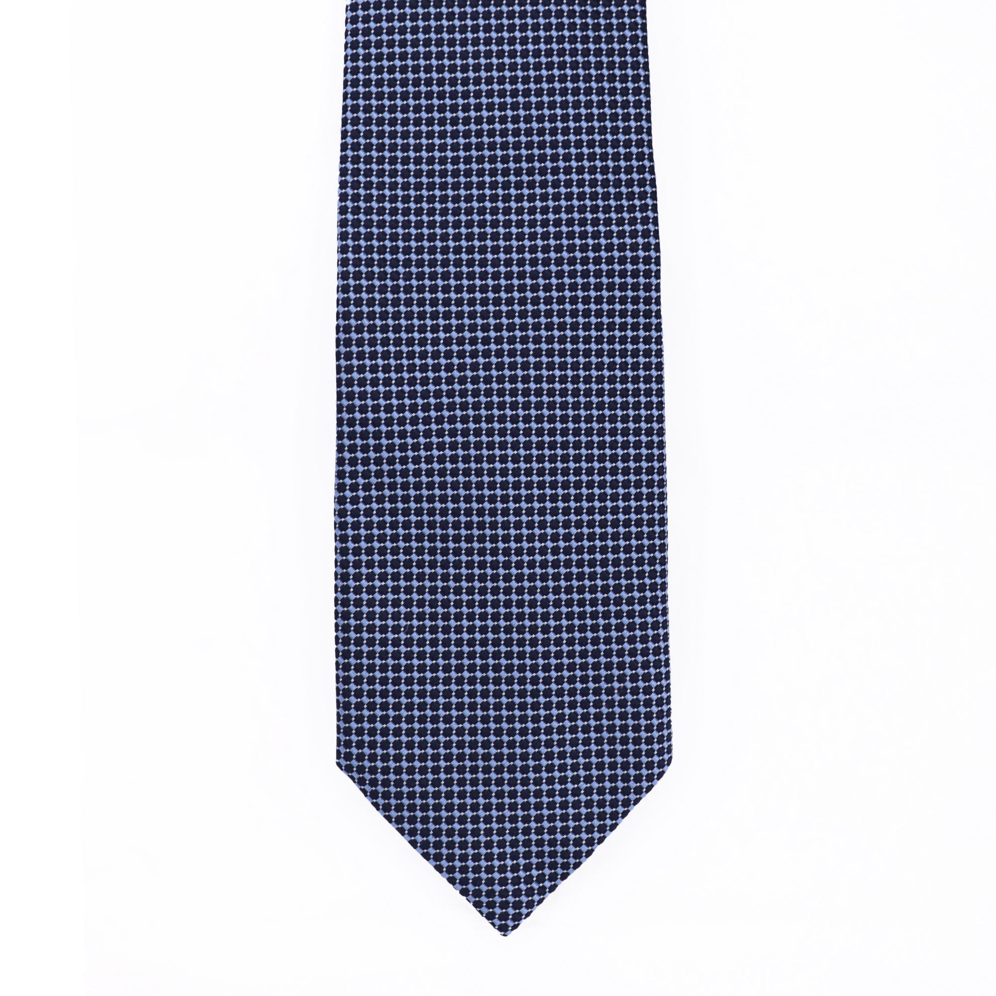 3D WEAVE OF LIGHT & DARK BLUE  DOT SILK ZEGNA TIE