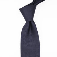 Zegna 5 fold DARK BLUE NATURAL SILK TIE (CINQUE PIEGHE)