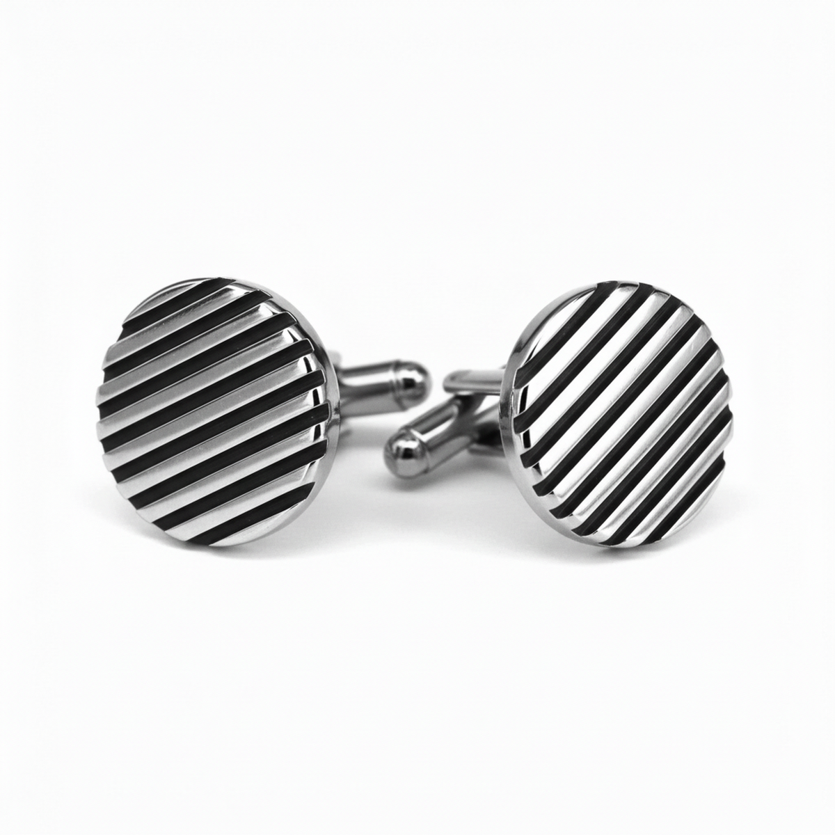 Red Horizontal Stripe Round Cufflinks (Online Exclusive) (Copy)