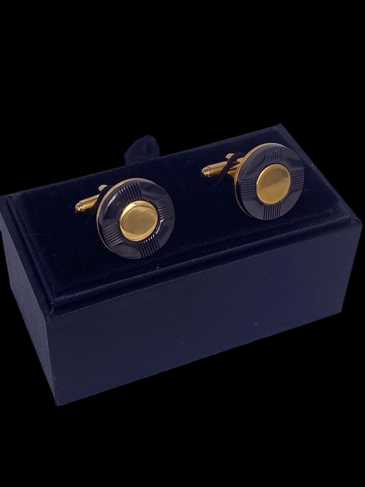 Gold Round Cufflinks with Gunmetal  Elements (Online Exclusive)