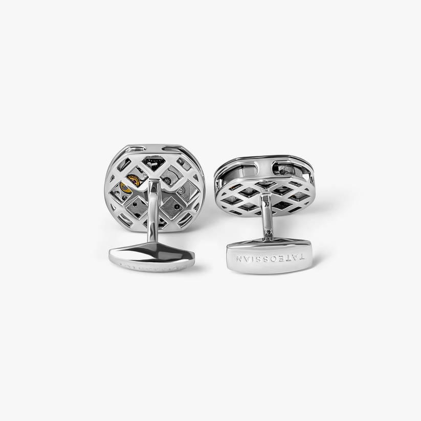 Tonneau Skeleton Cufflinks Rhodium Plated Silver (Limited Edition)