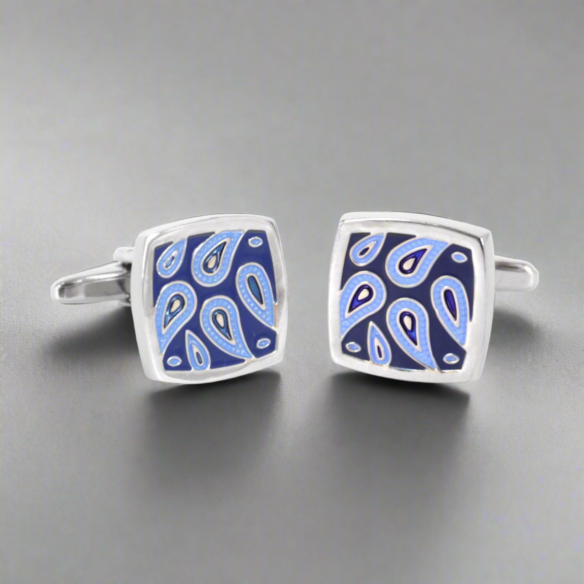 Blue square paisley Cufflinks