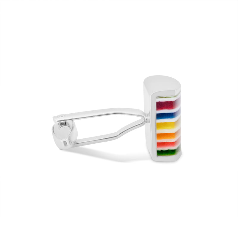Multi Colour  Fiber Optic Rectangle Cufflinks