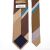 Stefano Cau PANEL DOUBLE STRIPE SATIN TIE - Dark Brown / Brown / Beige /Blue