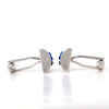 3crystals Silver Square Cufflinks with blue and black-Cufflinks-marzthomson-Cufflinks.com.sg