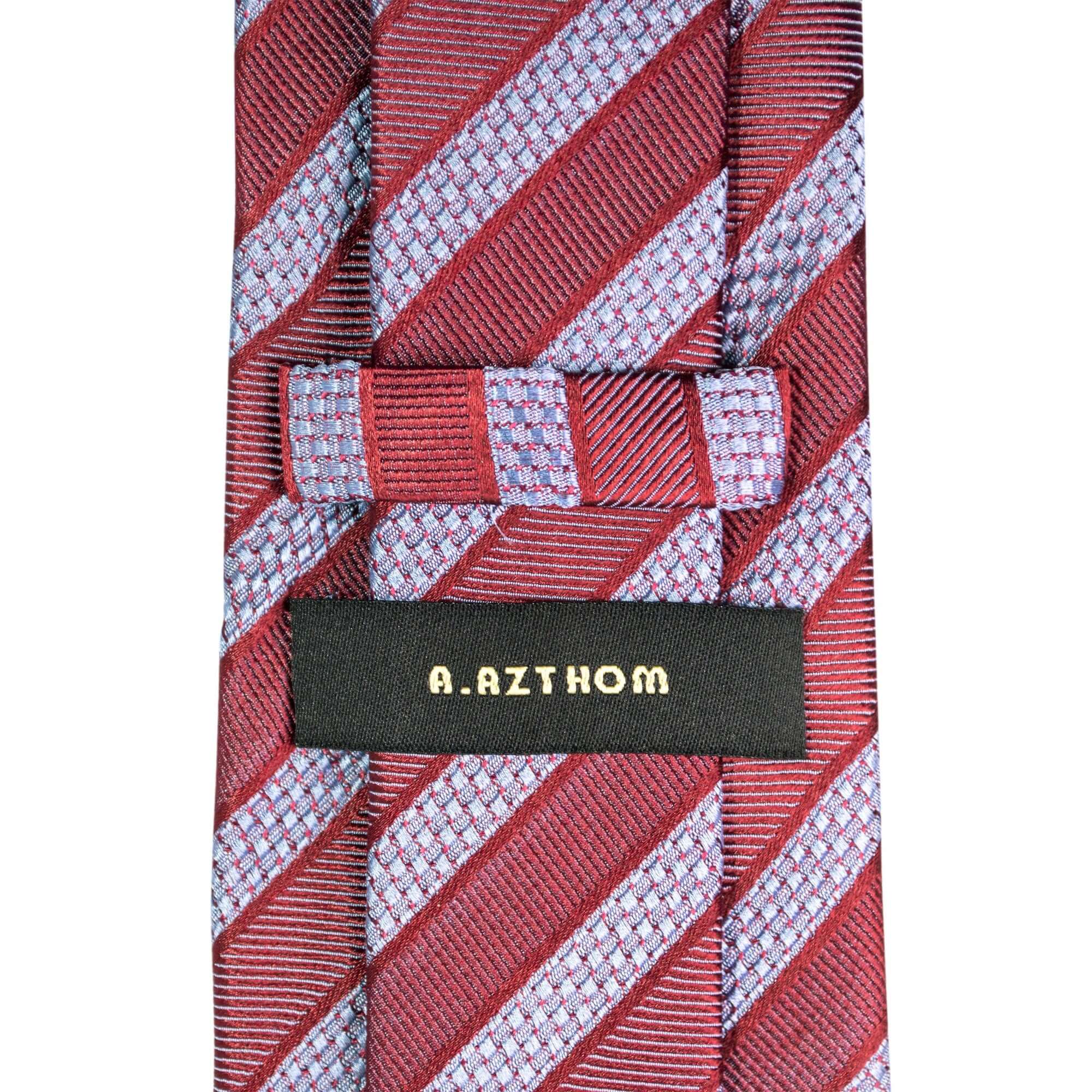 8cm Woven Red with Pale Blue Striped Necktie-Cufflinks.com.sg | Neckties.com.sg