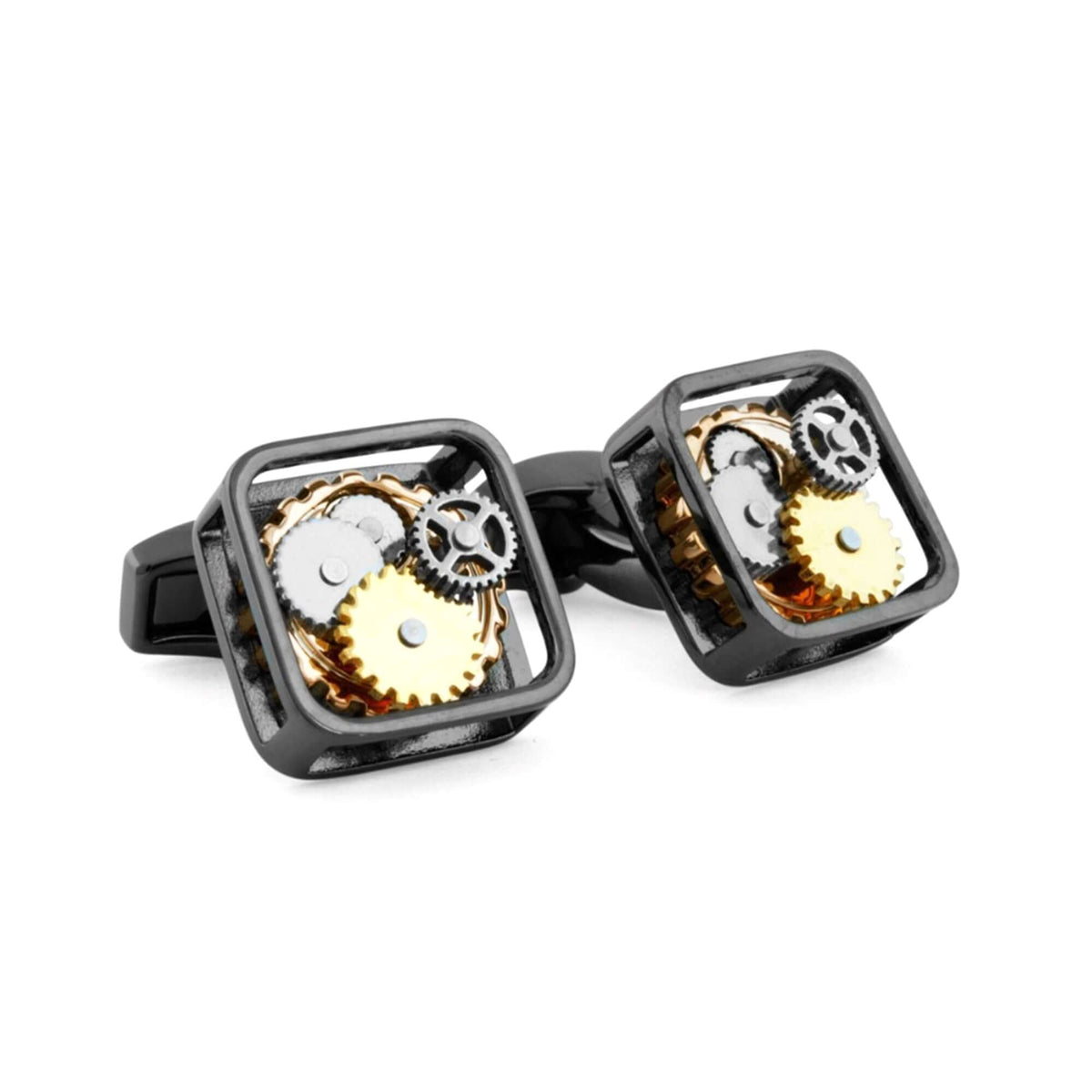 Square Gear cufflinks in gunmetal stainless steel-Cufflinks.com.sg