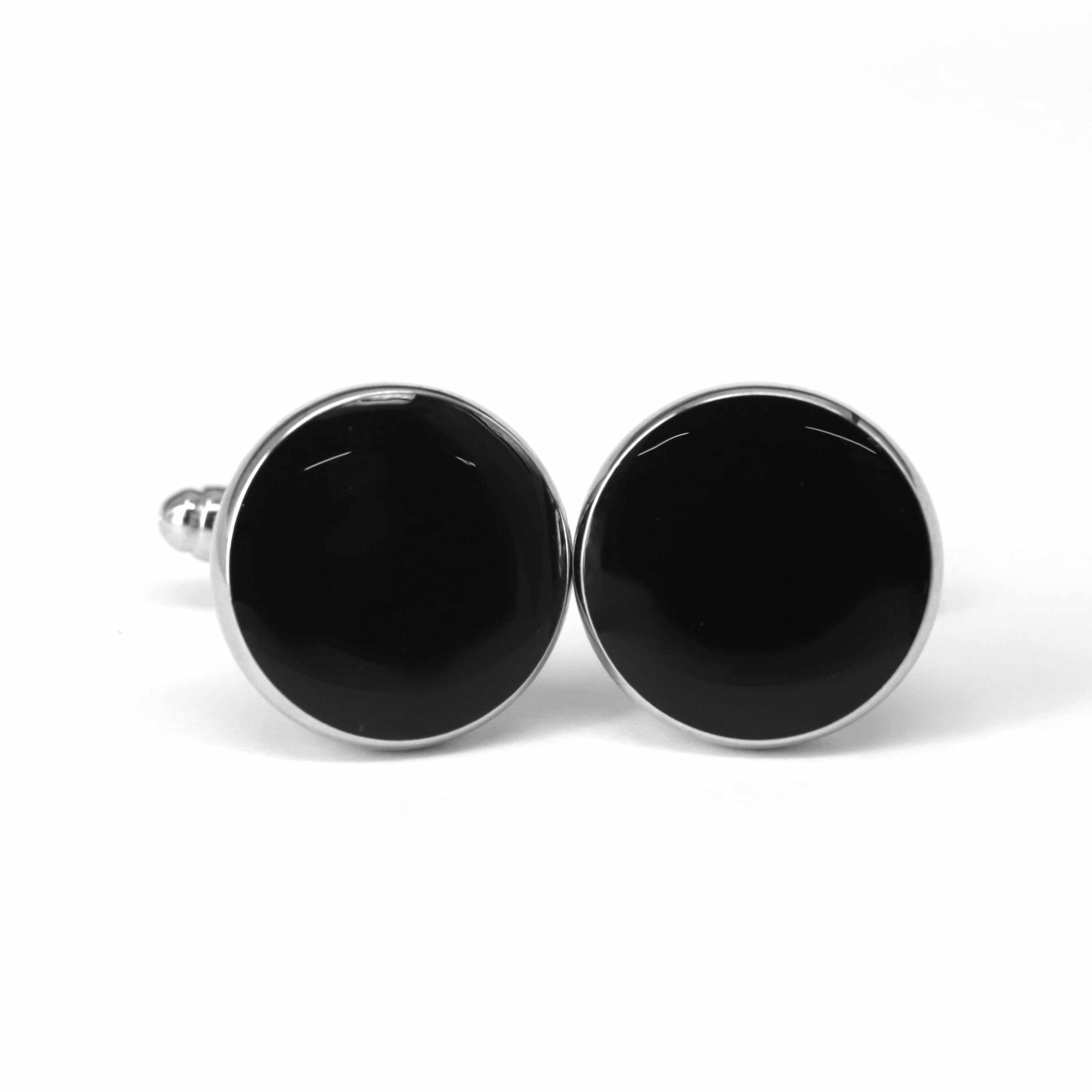 Classic Round Black Slim Cufflinks (Online Exclusive)