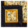 Garden Flower Print Pocket Square in Yellow and Black Trimming-Pocket Squares-MarZthomson-Cufflinks.com.sg