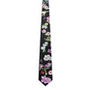 Leonard Black Silk Satin 8cm Tie with Floral and Cherry Prints-Cufflinks.com.sg | Neckties.com.sg