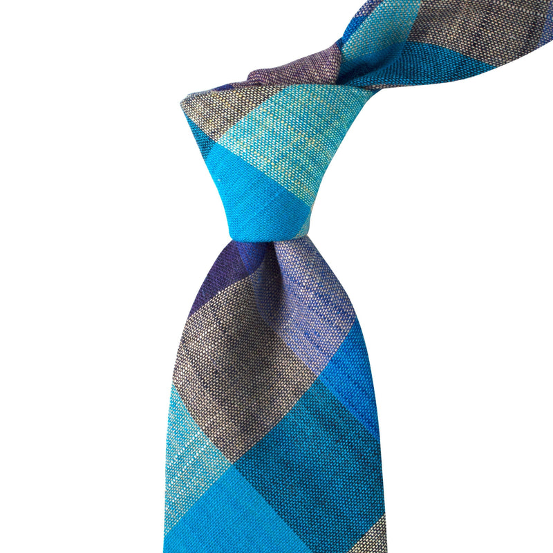 MarZthomson 8cm Wide Plaid Cotton Tie in Turquoise and Blue-Cufflinks.com.sg | Neckties.com.sg