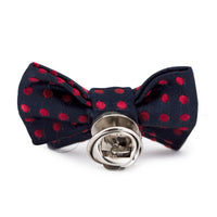 MarZthomson Bow Tie shaped Lapel Pin and Pocket Square Set in Blue with Red Polka Dot-Cufflinks.com.sg | Neckties.com.sg