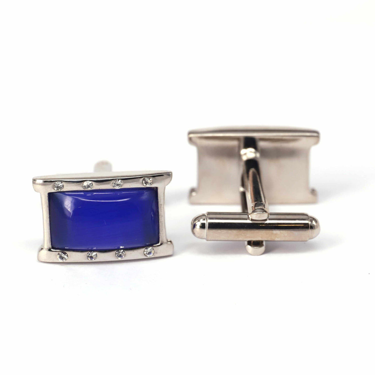 Marzthomson Fiber Optic with 8 Crystals Rectangular Cufflinks-Cufflinks.com.sg