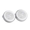 Monogram Etched Silver Clip-on Button Covers-Button Covers-A.Azthom-S-Cufflinks.com.sg