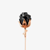 Rose Lapel Pin with Black Enamel and Rose Gold Finish-Lapel Pin-Tateossian-Cufflinks.com.sg