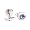 Round Bejeweled Crystal Cufflinks in Blue-Crystal Cufflinks-MarZthomson-Cufflinks.com.sg