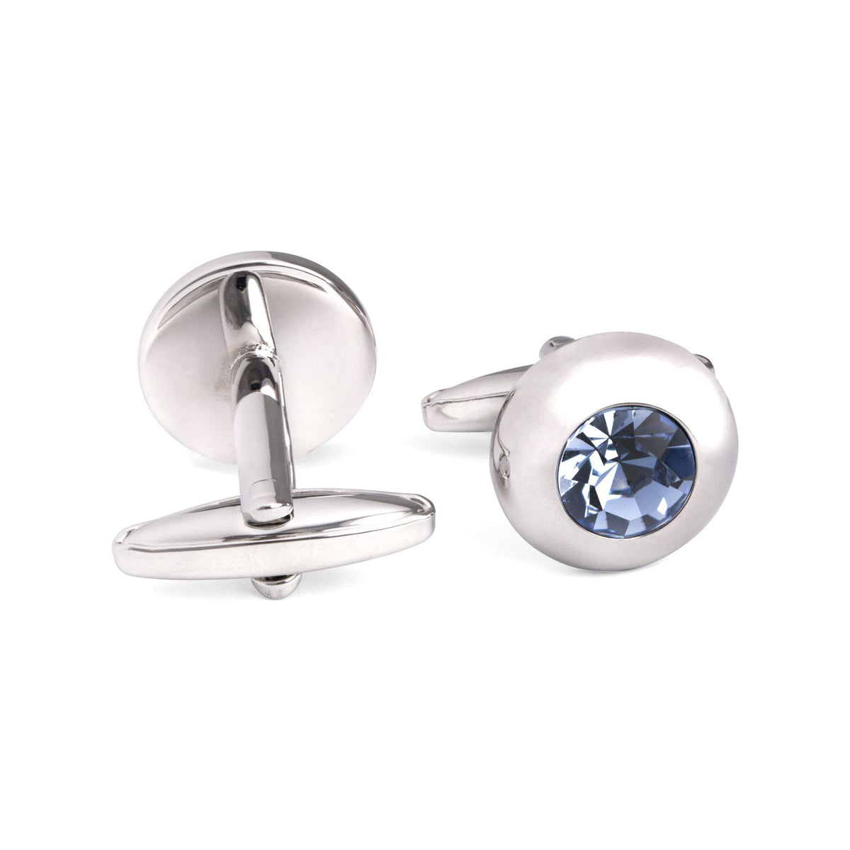 Round Bejeweled Crystal Cufflinks in Blue-Crystal Cufflinks-MarZthomson-Cufflinks.com.sg