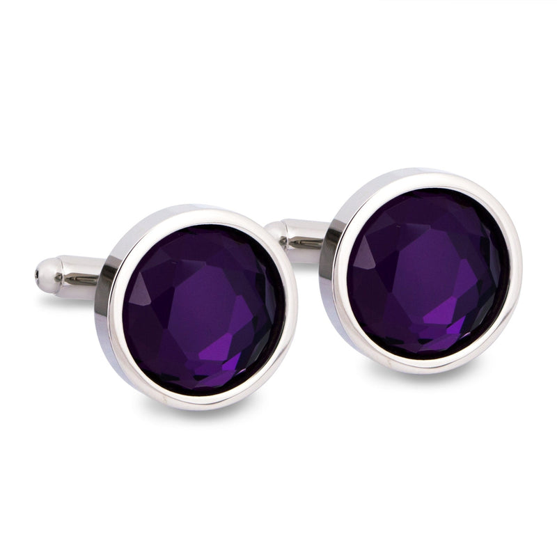 Round Purple Jeweled Cufflinks-Cufflinks.com.sg