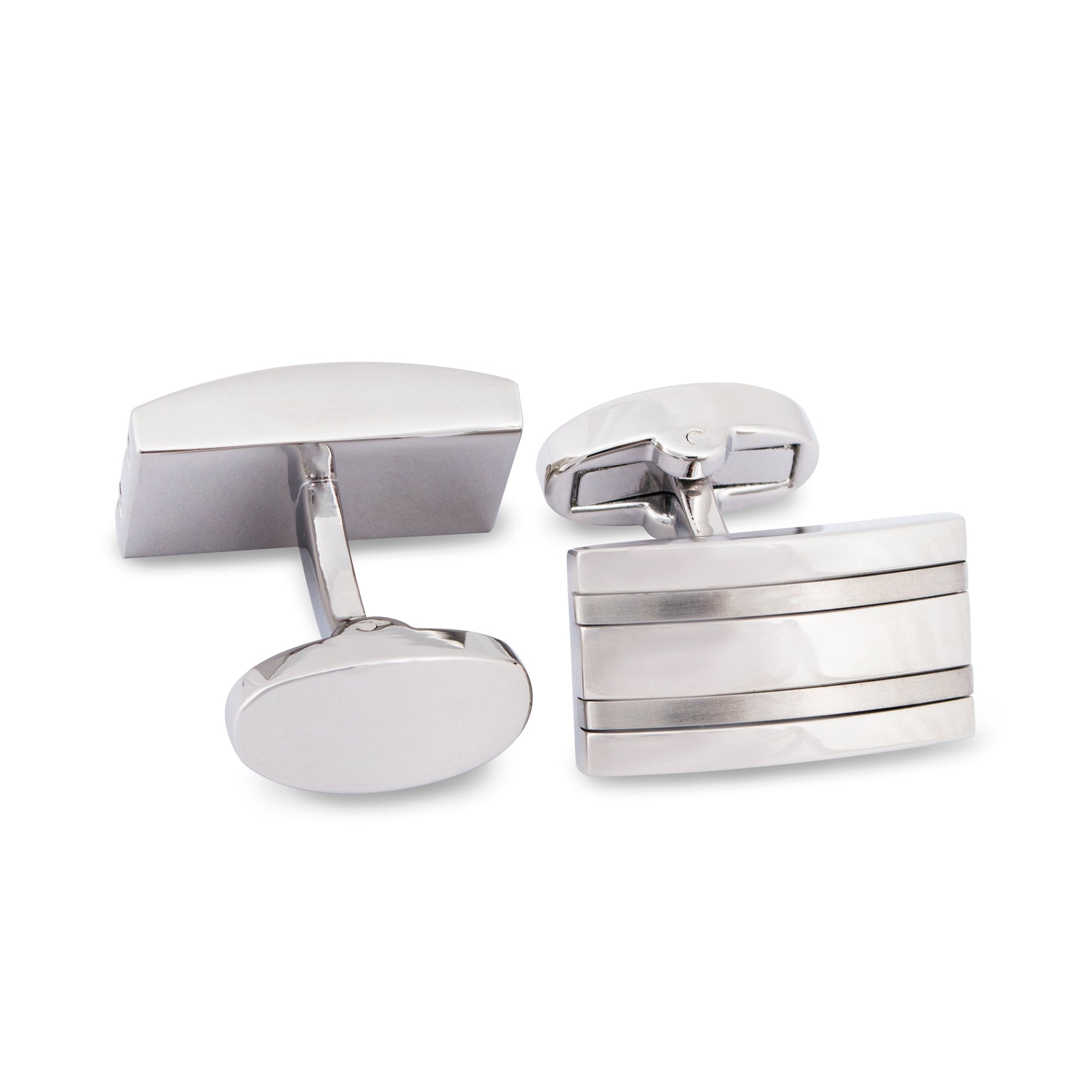 Silver Stripes Cufflinks-Classic Cufflinks-MarZthomson-Cufflinks.com.sg