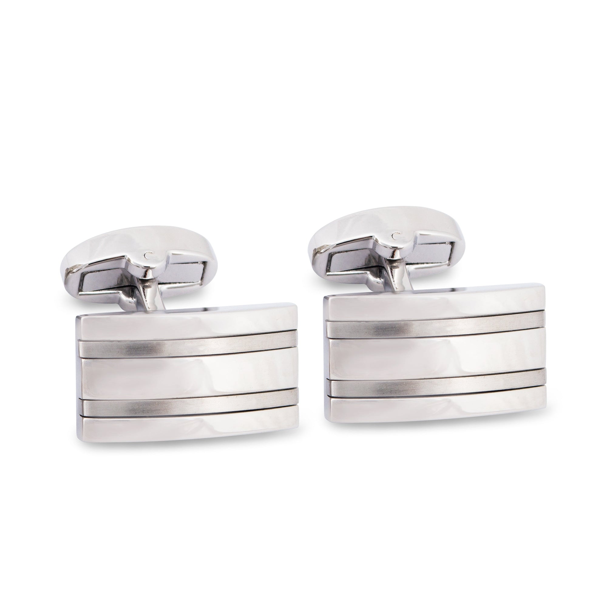 Silver Stripes Cufflinks-Classic Cufflinks-MarZthomson-Cufflinks.com.sg