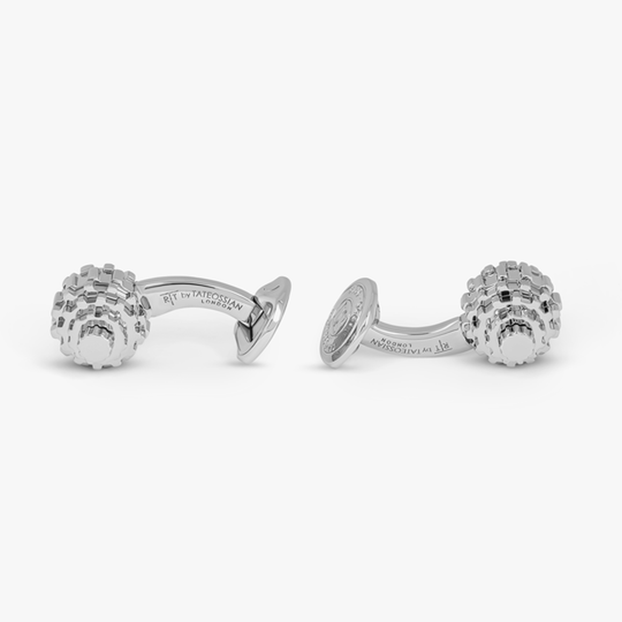 Sphere Gear cufflinks in stainless steel Silver - Tateossian-Cufflinks-Tateossian-Cufflinks.com.sg