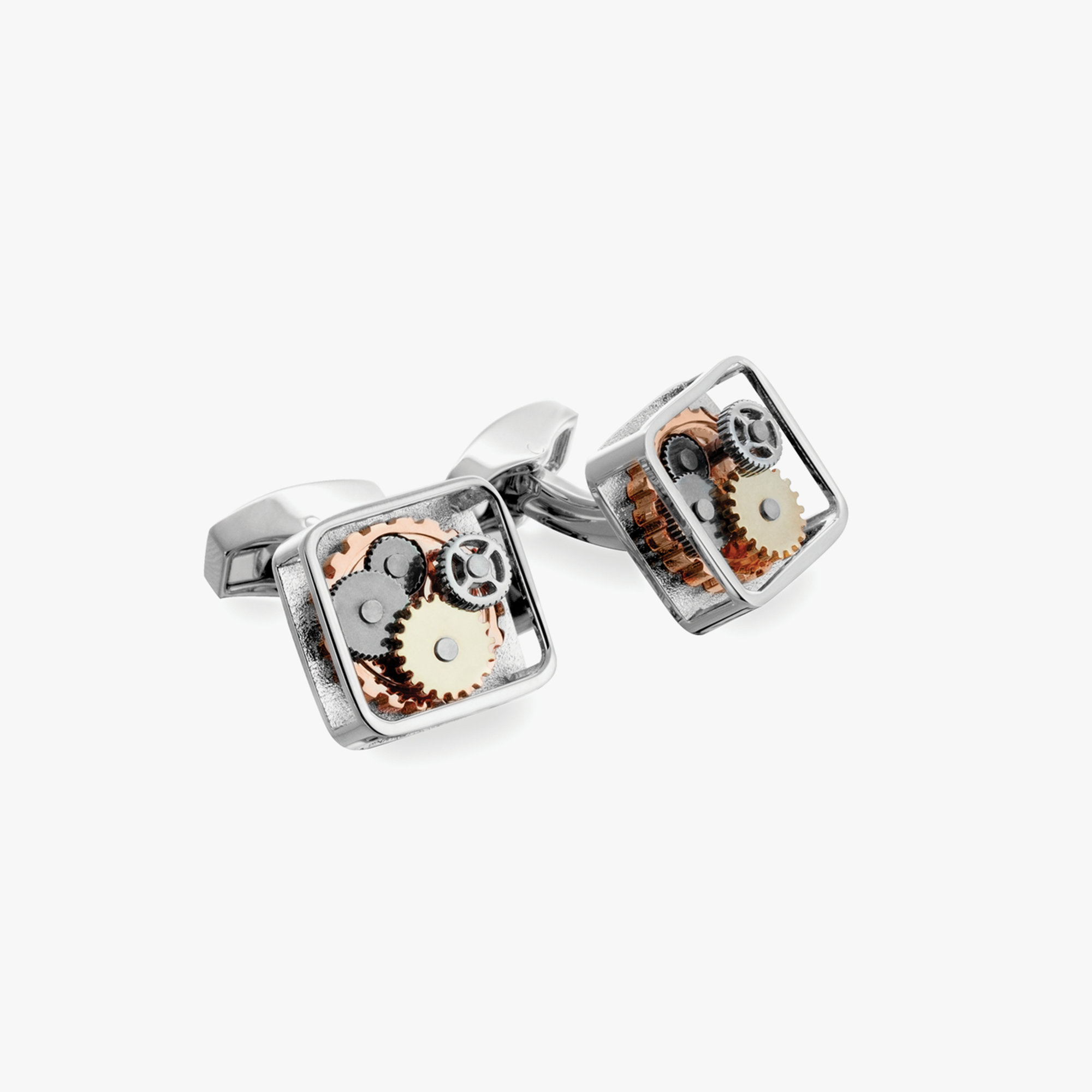 Square Gear Cufflinks Silver With Palladium Plated Steel