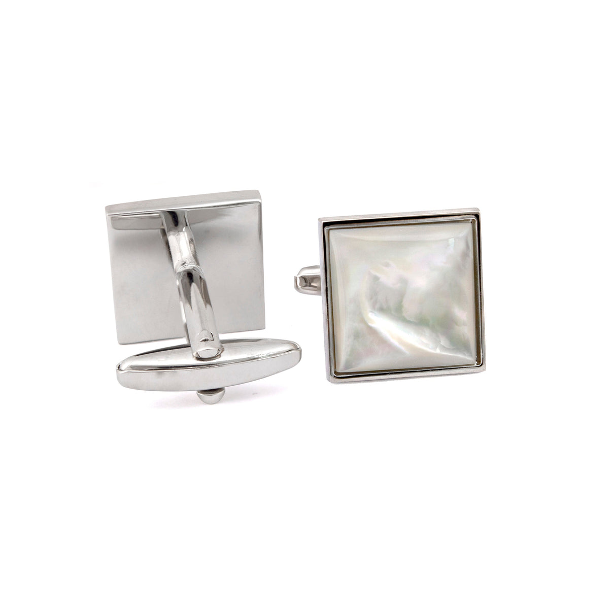 Square White Mother of Pearl Cufflinks-Classic Cufflinks-MarZthomson-Cufflinks.com.sg