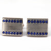 Striped Blue Crystal Cufflinks-Cufflinks.com.sg