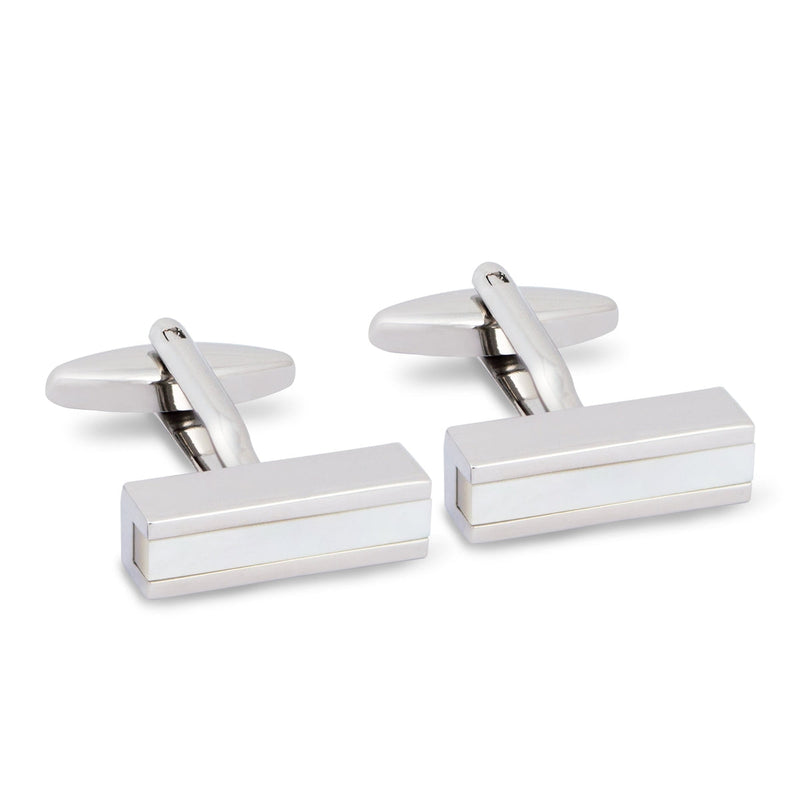 The White Bar Cufflinks-Cufflinks.com.sg